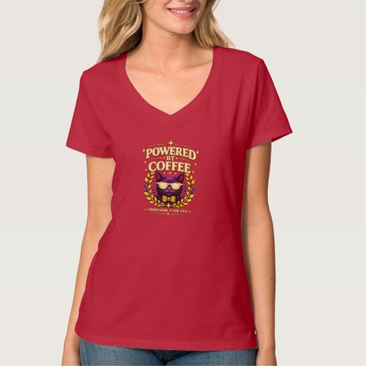 Professor Purr-Ple™ – コーヒーで動く Tシャツ (正面)