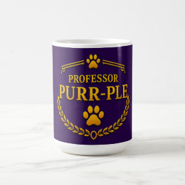 Professor Purr-ple™ パープル&ゴールド 猫 コーヒーマグ コーヒーマグカップ