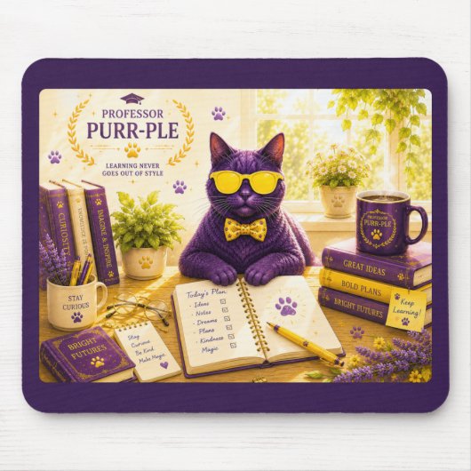 Professor Purr-Ple™ マウスパッド (正面)