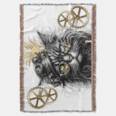 Professor Sprocket-Paws The Funky Steampunk Cat  スローブランケット (正面縦)