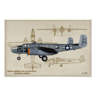 Profile Art B-25 Mitchell Tuskegee Airmen フォトプリント