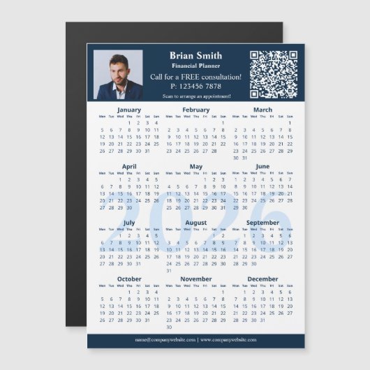 Profile Financial Planner 2026 Calendar Magnet (正面/裏面)