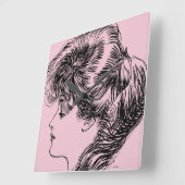 Profile Of A Gibson Girl, 1903 スクエア壁時計 (傾斜)