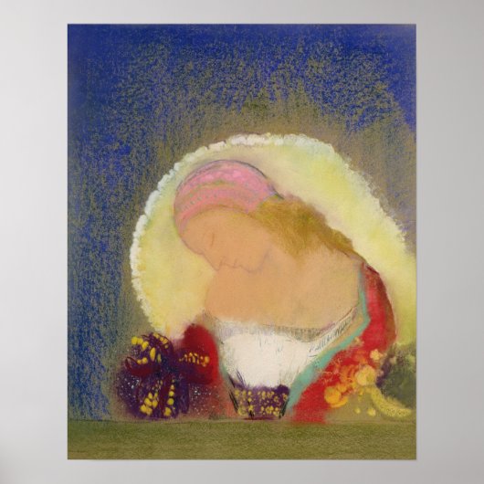Profile of a Girl with Flowers, c.1900 ポスター (正面)