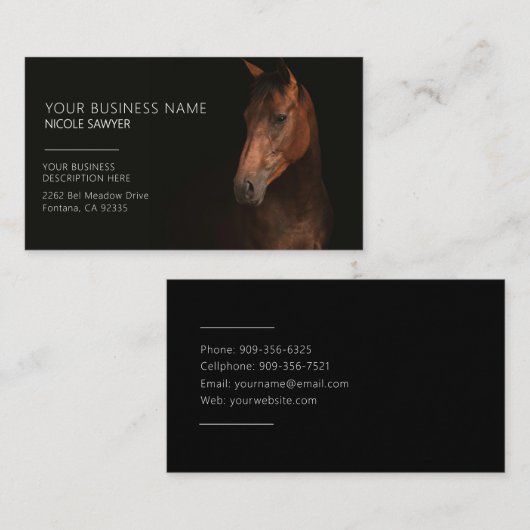 Profile of Horse Personalized Equine Horse 名刺 (正面/裏面)