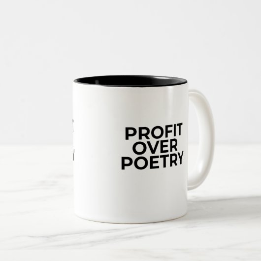 Profit Over Poetry Typographic Minimalist  ツートーンマグカップ (正面右)