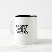 Profit Over Poetry Typographic Minimalist  ツートーンマグカップ (正面左)