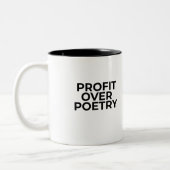 Profit Over Poetry Typographic Minimalist  ツートーンマグカップ (左)