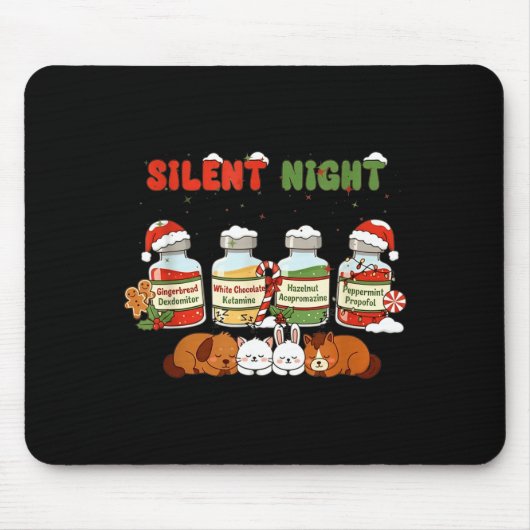 Profol Silent Night Funny Vet Tech Christmas  マウスパッド (正面)