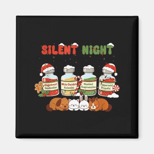 Profol Silent Night Funny Vet Tech Christmas  マグネット (正面)