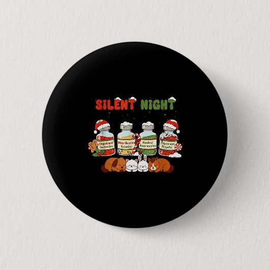 Profol Silent Night Funny Vet Tech Christmas  缶バッジ (正面)