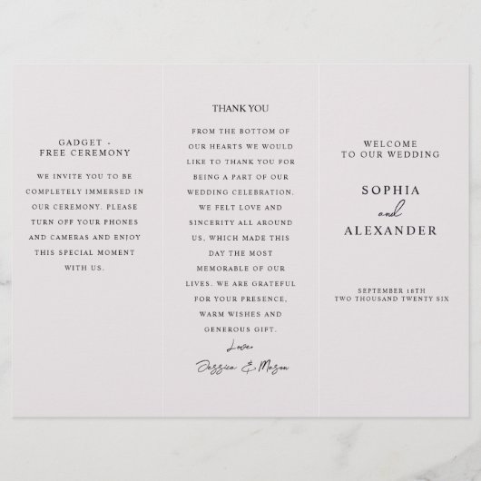 Program Minimalist Timeline for a Modern Wedding. チラシ (正面)