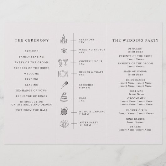 Program Minimalist Timeline for a Modern Wedding. チラシ (裏面)