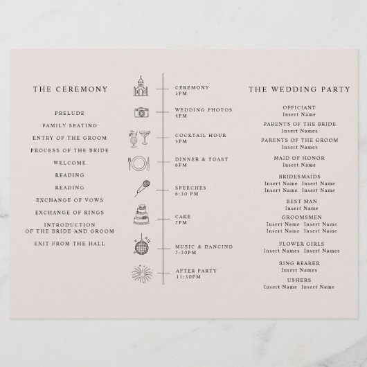 Program Minimalist Timeline for a Modern Wedding. チラシ (裏面)