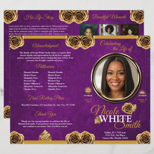 Programa Celebración de la Vida de Oro y Purpura (正面/裏面)