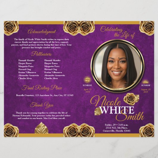 Programa Celebración de la Vida de Oro y Purpura (正面)