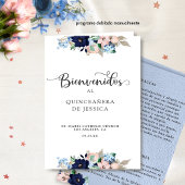 Programa de Quinceanera en Espainol, Azul y Rosa