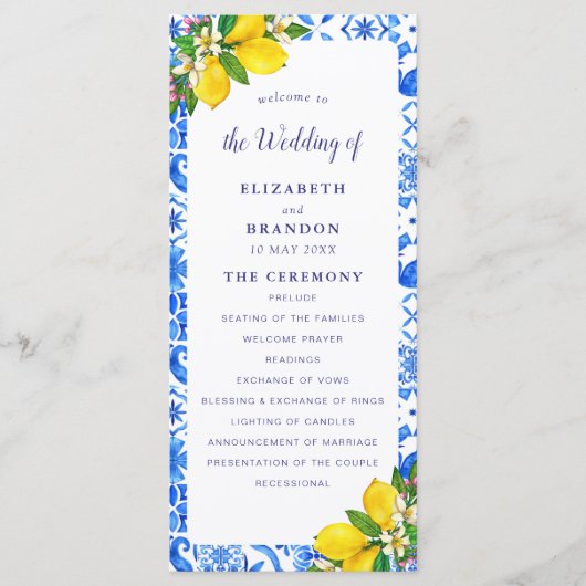 Programa Mediterranean Tiles Wedding with Lemon プログラム (正面)