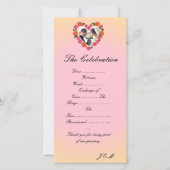 Programme de mariage rose et orange coeur floral (正面)