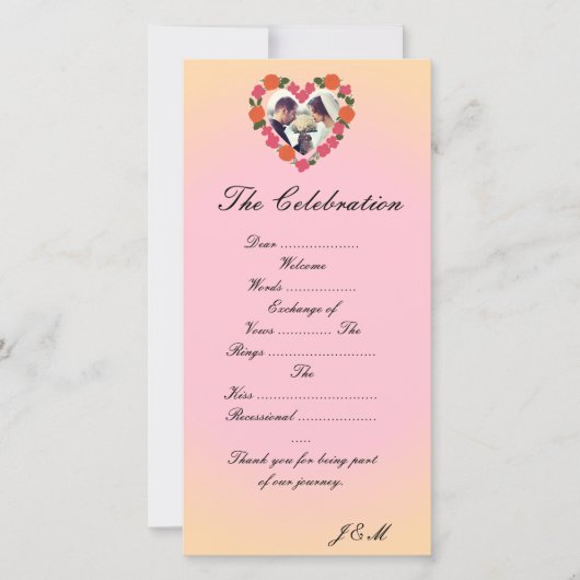 Programme de mariage rose et orange coeur floral (正面)