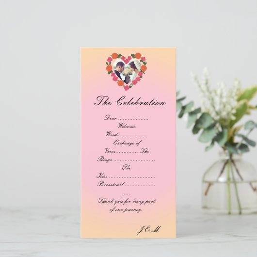 Programme de mariage rose et orange coeur floral (スタンド正面)