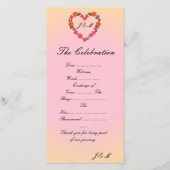 Programme de mariage rose et orange cœur floral (正面)
