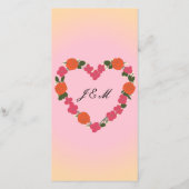 Programme de mariage rose et orange cœur floral (裏面)