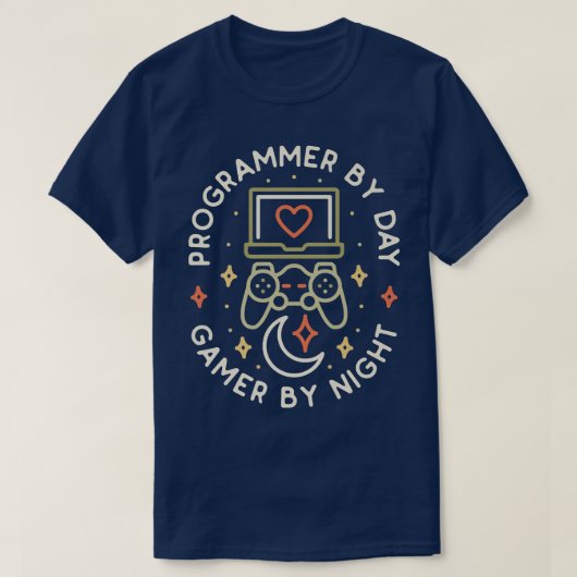 Programmer By Day Gamer By Night ConsoleCoding Gee Tシャツ (デザイン正面)
