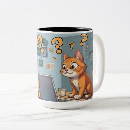 Programmer Cat Humour Code, Cats, Coffee – Repeat ツートーンマグカップ (正面右)
