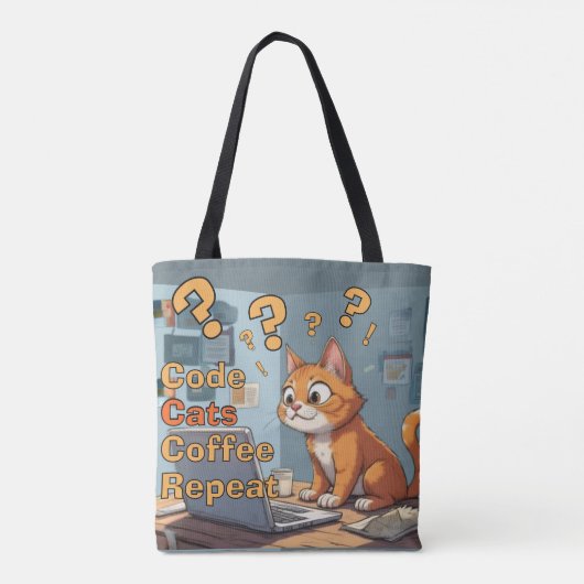 Programmer Cat Humour Code, Cats, Coffee – Repeat トートバッグ (裏面)