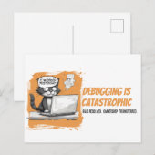 Programmer Cat Humour Debugging is Catastrophic ポストカード (正面/裏面)