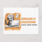 Programmer Cat Humour Debugging is Catastrophic ポストカード (正面)
