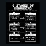 Programmer Coding 6 Stages Of Debugging ポスター<br><div class="desc">This funny computer science software & web developer design reads "6 stages of debugging".</div>