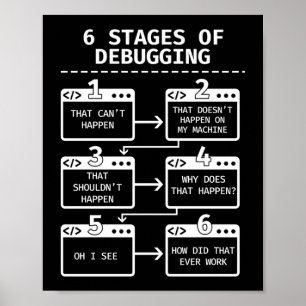 Programmer Coding 6 Stages Of Debugging ポスター