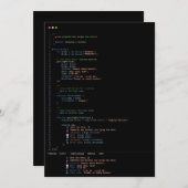 Programmer Developer Black Wedding Invitation 招待状 (正面/裏面)