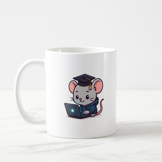 Programmer Graduation Kawaii Funny Mouse コーヒーマグカップ (左)