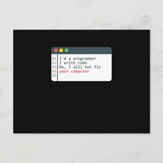Programmer HTML Computer Coder Coding Programming ポストカード (正面)