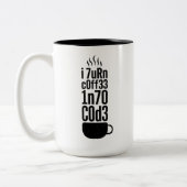 Programmer Humor – Coffee Into Code ツートーンマグカップ (左)
