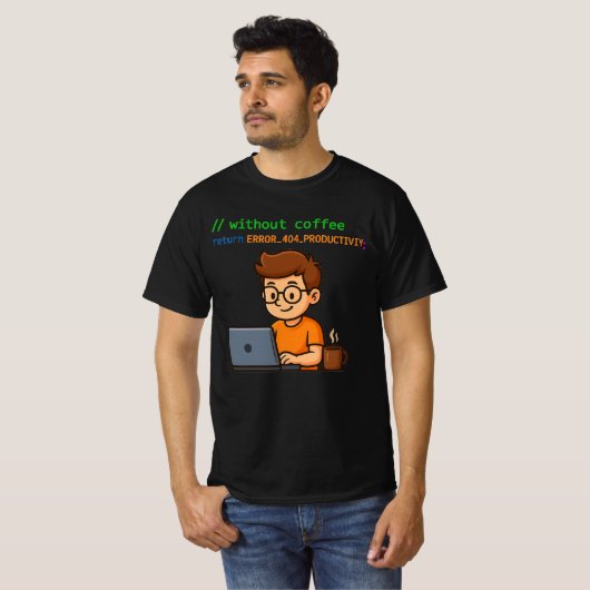 Programmer T-Shirt – Error 404 Productivity Tシャツ (正面フル)