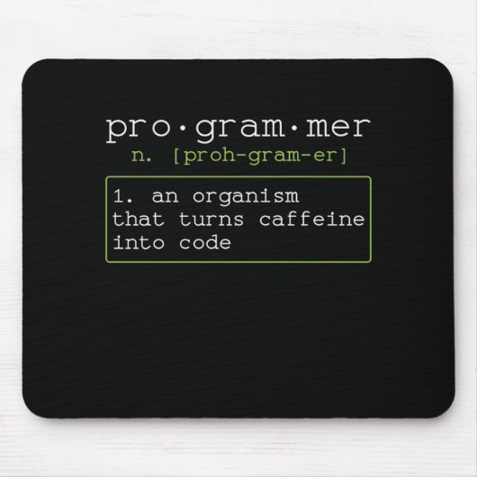 Programmierer liebt Kaffee Erklärung マウスパッド (正面)