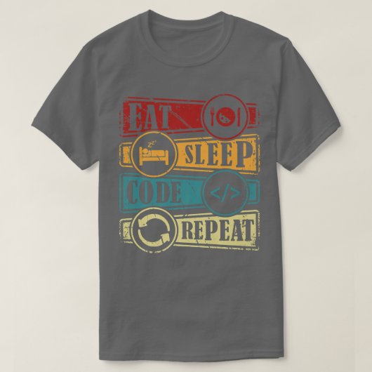 Programming Computer Science Programmer Eat Code S Tシャツ (デザイン正面)