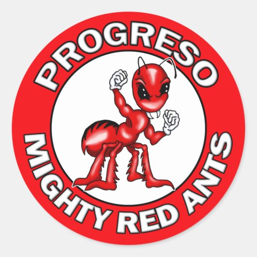 Progreo Mighty Red Antsスタンプ ラウンドシール (正面)