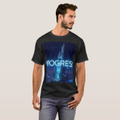 PROGRESS - 未来都市サイバーパンク ネオンテックモチーフ Tシャツ (正面フル)