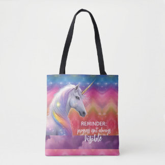 Progress isn't always Visible Rainbow Unicorn  トートバッグ