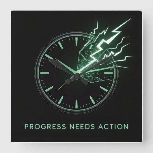 Progress Needs Action スクエア壁時計 (正面)