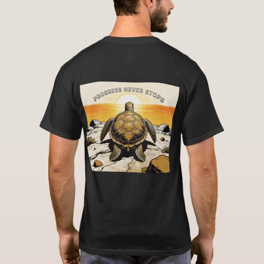 Progress Never Stops Turtle Motivation Shirt Tシャツ (裏面)