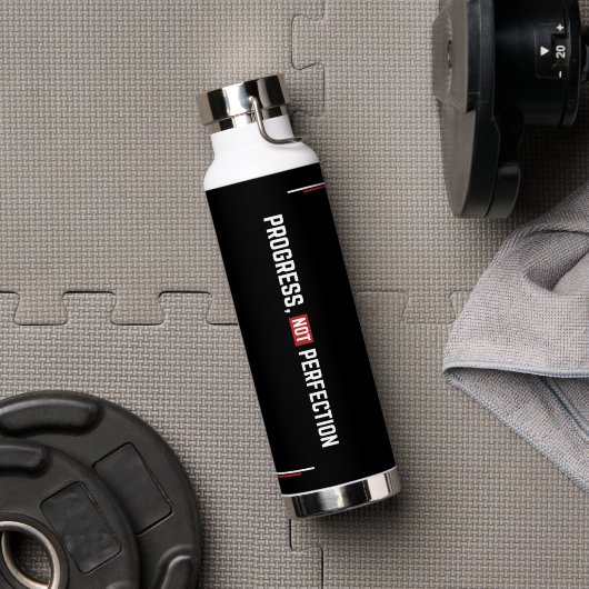 Progress Not Perfection Motivation Gym ウォーターボトル (ジム (回転後))