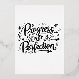 Progress Not Perfection Motivational Quote Design 箔招待状