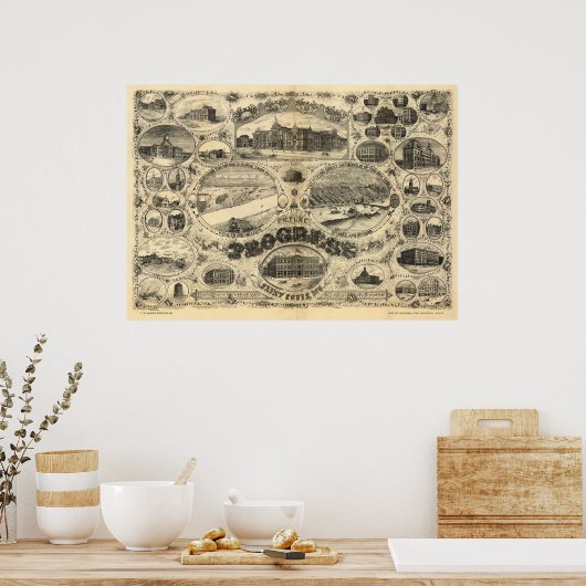 Progress of St Louis - 1884 (Vogel) BigMapBlog.com ポスター (キッチン)