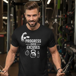 Progress Over Excuses – Motivational T-Shirt Tシャツ
